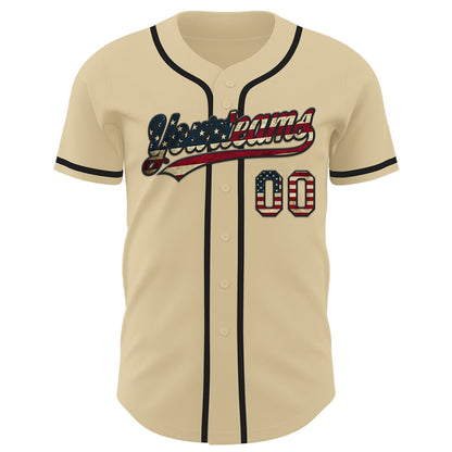 Custom Sand Vintage USA Flag-Black Authentic Baseball Jersey - Sky-Custom