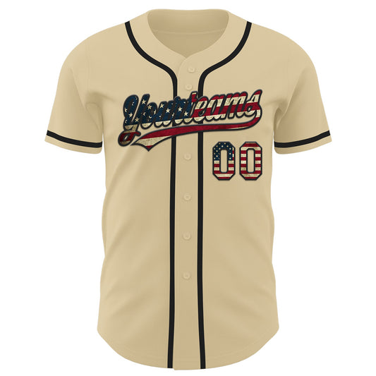 Custom Sand Vintage USA Flag-Black Authentic Baseball Jersey - Sky-Custom