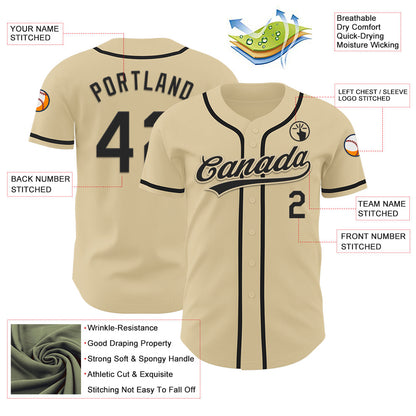 Custom Sand Black Authentic Baseball Jersey - Sky-Custom