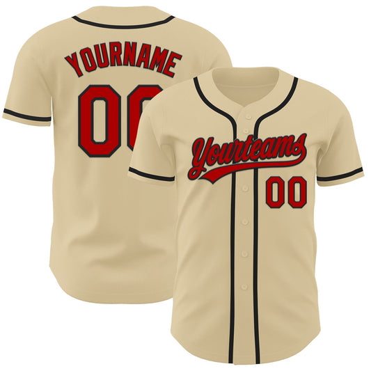 Custom Sand Red-Black Authentic Baseball Jersey - Sky-Custom