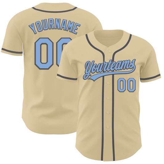 Custom Sand Light Blue-Steel Gray Authentic Baseball Jersey - Sky-Custom