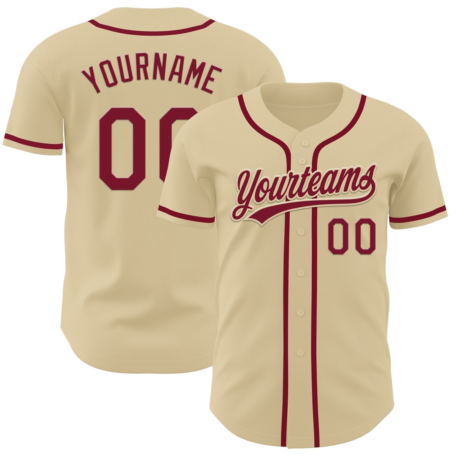 Custom Sand Crimson Authentic Baseball Jersey - Sky-Custom