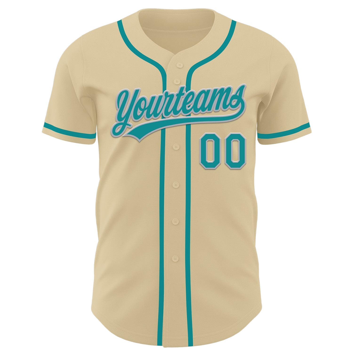 Custom Sand Teal-Gray Authentic Baseball Jersey - Sky-Custom