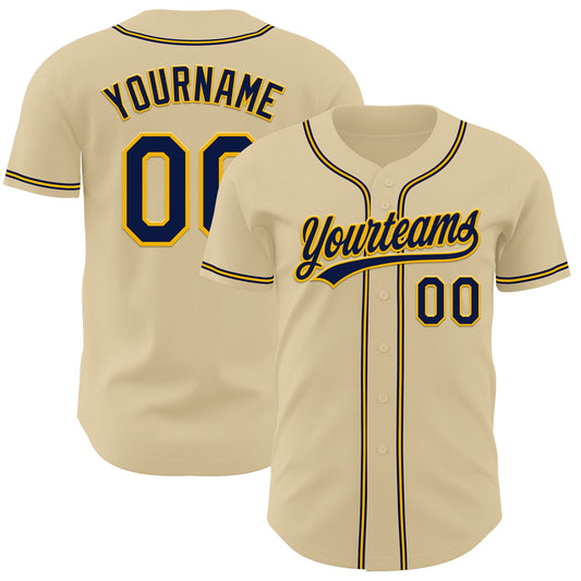 Custom Sand Navy-Gold Authentic Baseball Jersey - Sky-Custom