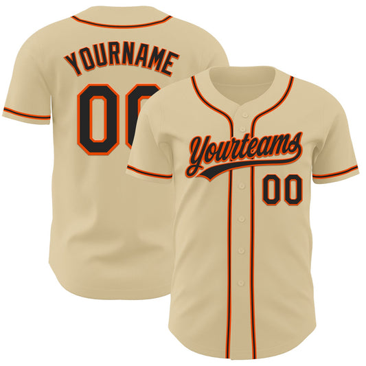 Custom Sand Black-Orange Authentic Baseball Jersey - Sky-Custom