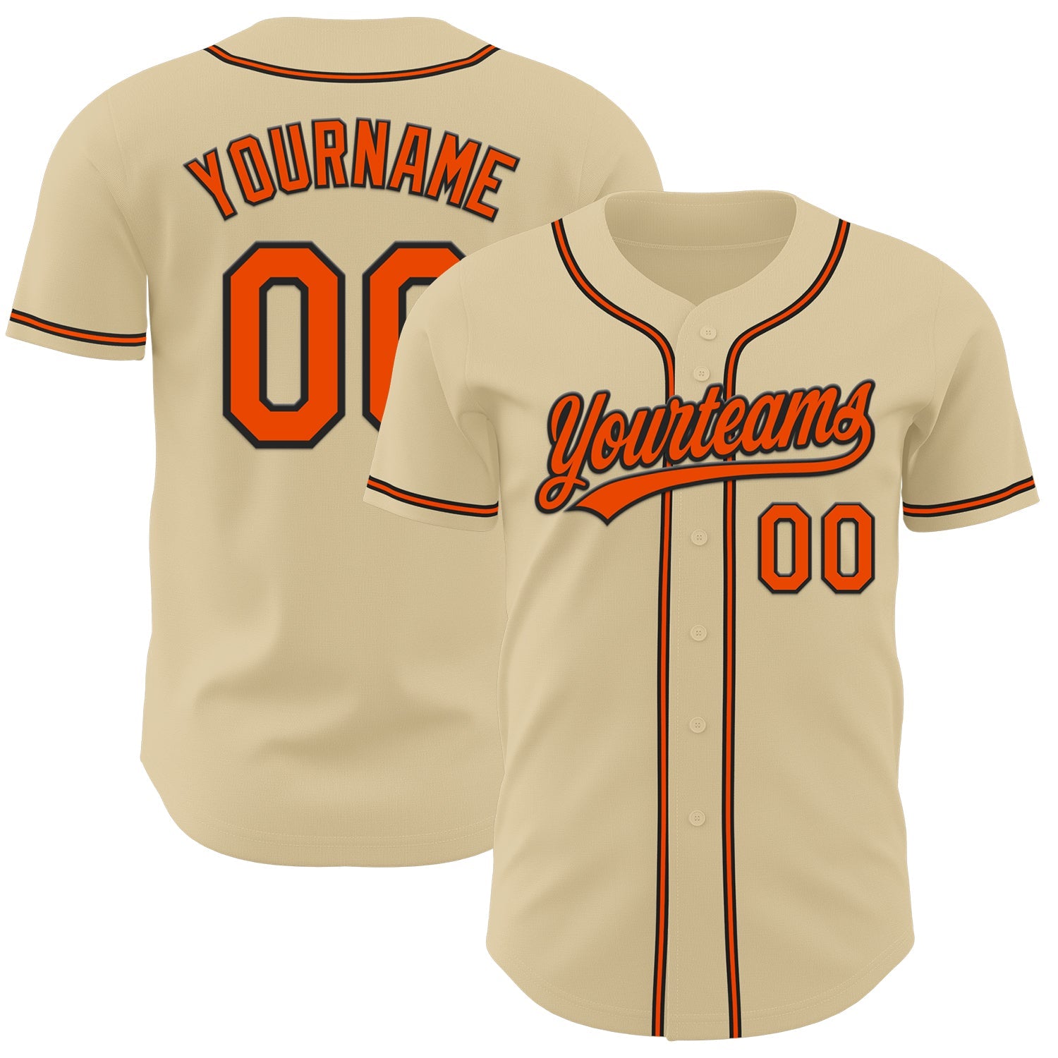 Custom Sand Orange-Black Authentic Baseball Jersey - Sky-Custom