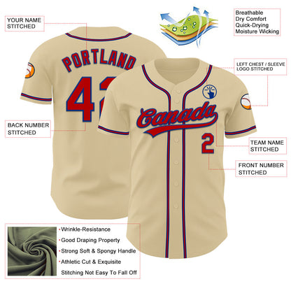 Custom Sand Red-Royal Authentic Baseball Jersey - Sky-Custom