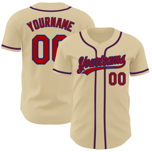 Custom Sand Red-Royal Authentic Baseball Jersey - Sky-Custom