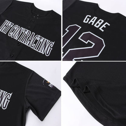 Custom Black Gray Baseball Jersey - Sky-Custom