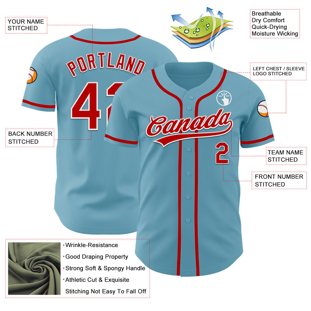 Custom Shadow Blue Red-White Authentic Baseball Jersey - Sky-Custom