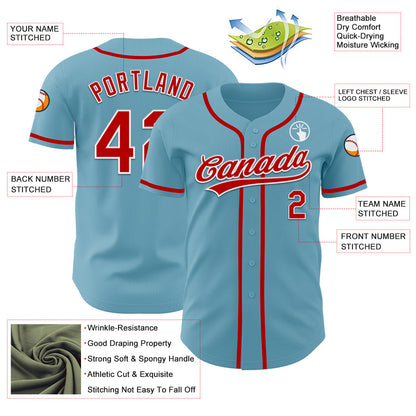 Custom Shadow Blue Red-White Authentic Baseball Jersey - Sky-Custom