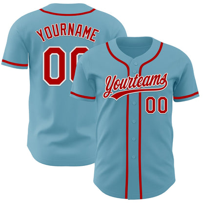 Custom Shadow Blue Red-White Authentic Baseball Jersey - Sky-Custom