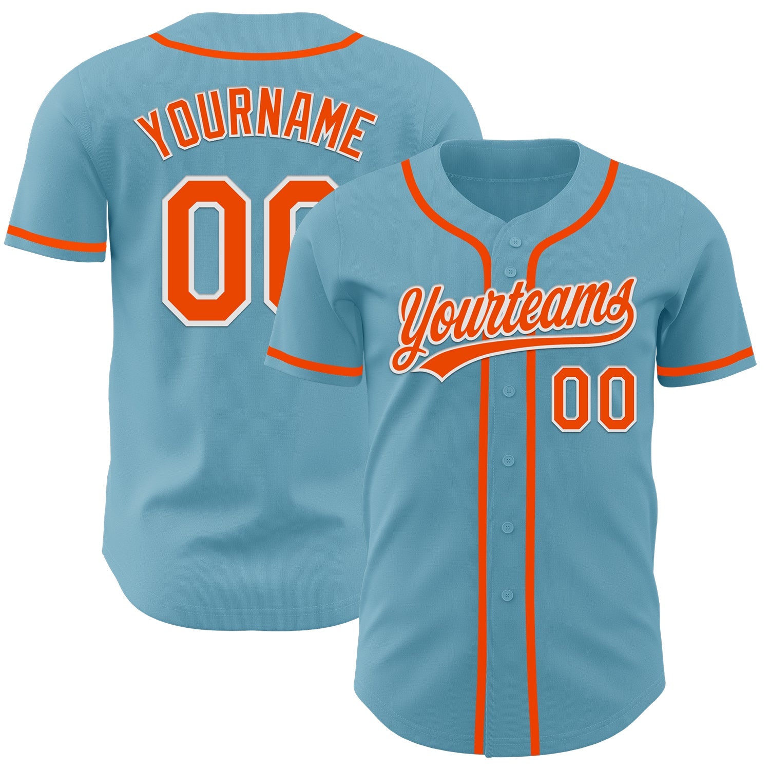 Custom Shadow Blue Orange-White Authentic Baseball Jersey - Sky-Custom