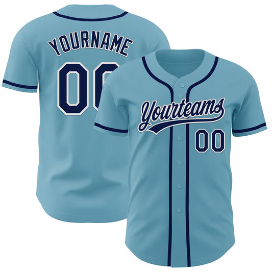 Custom Shadow Blue Navy-White Authentic Baseball Jersey - Sky-Custom