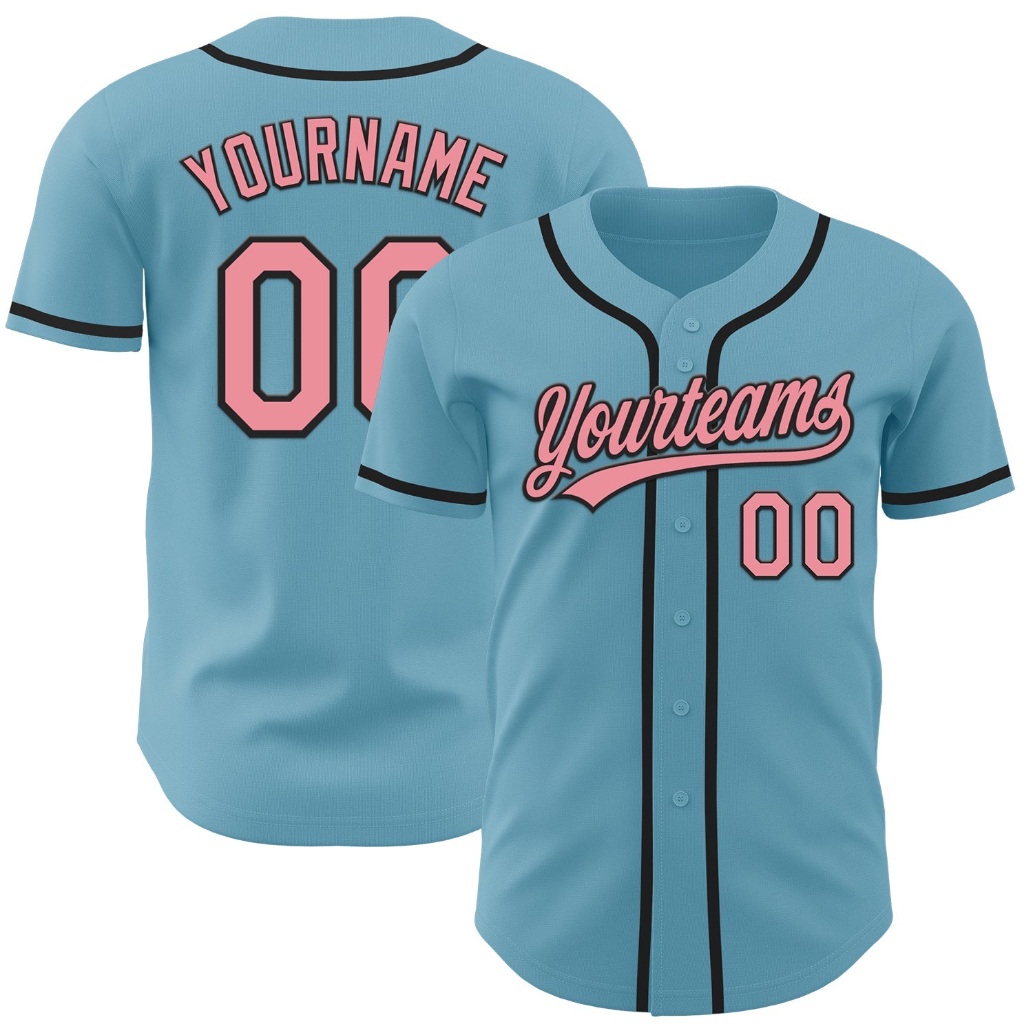 Custom Shadow Blue Medium Pink-Black Authentic Baseball Jersey - Sky-Custom