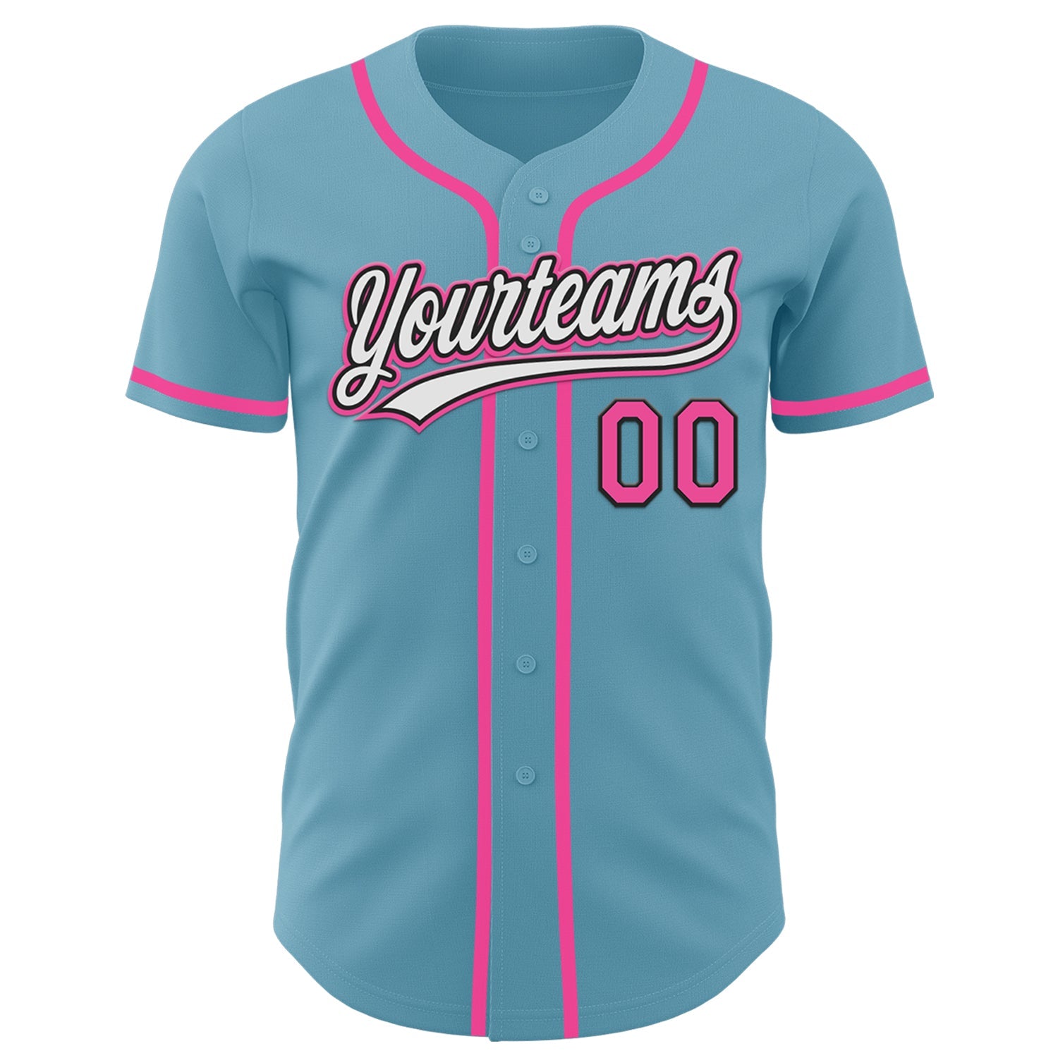 Custom Shadow Blue Pink-Black Authentic Baseball Jersey - Sky-Custom