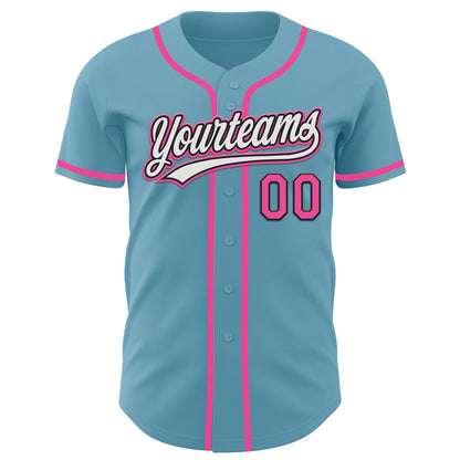 Custom Shadow Blue Pink-Black Authentic Baseball Jersey - Sky-Custom