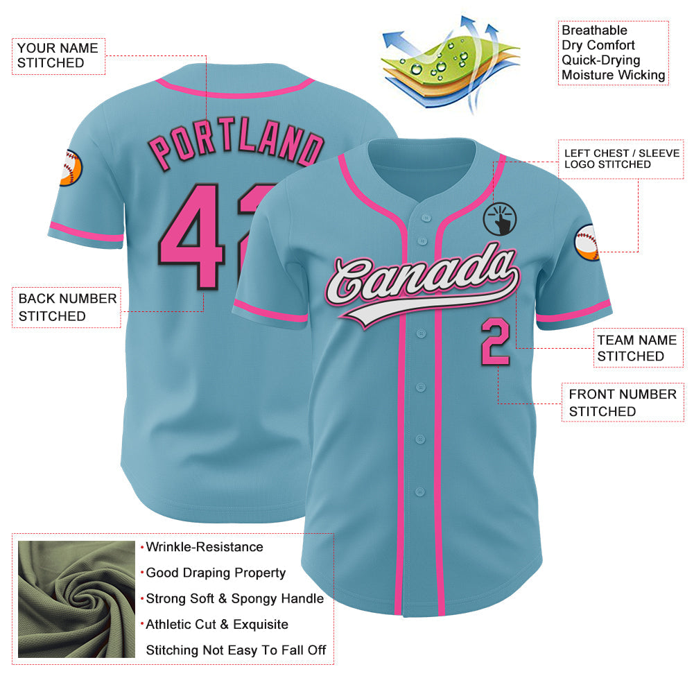 Custom Shadow Blue Pink-Black Authentic Baseball Jersey - Sky-Custom