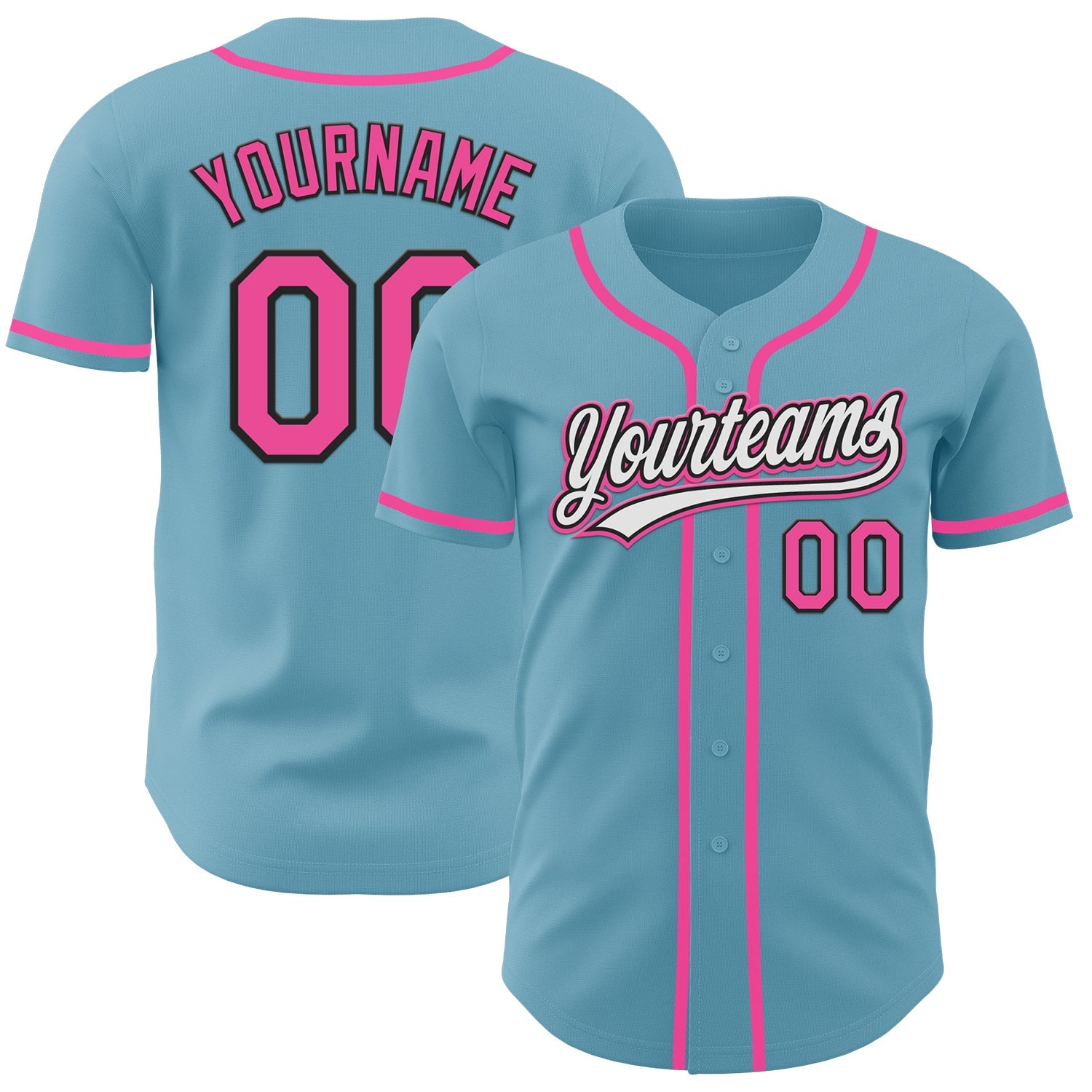 Custom Shadow Blue Pink-Black Authentic Baseball Jersey - Sky-Custom