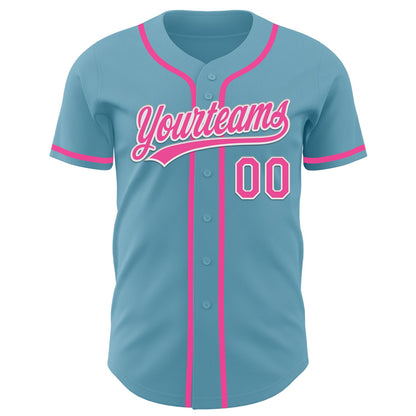 Custom Shadow Blue Pink-White Authentic Baseball Jersey - Sky-Custom