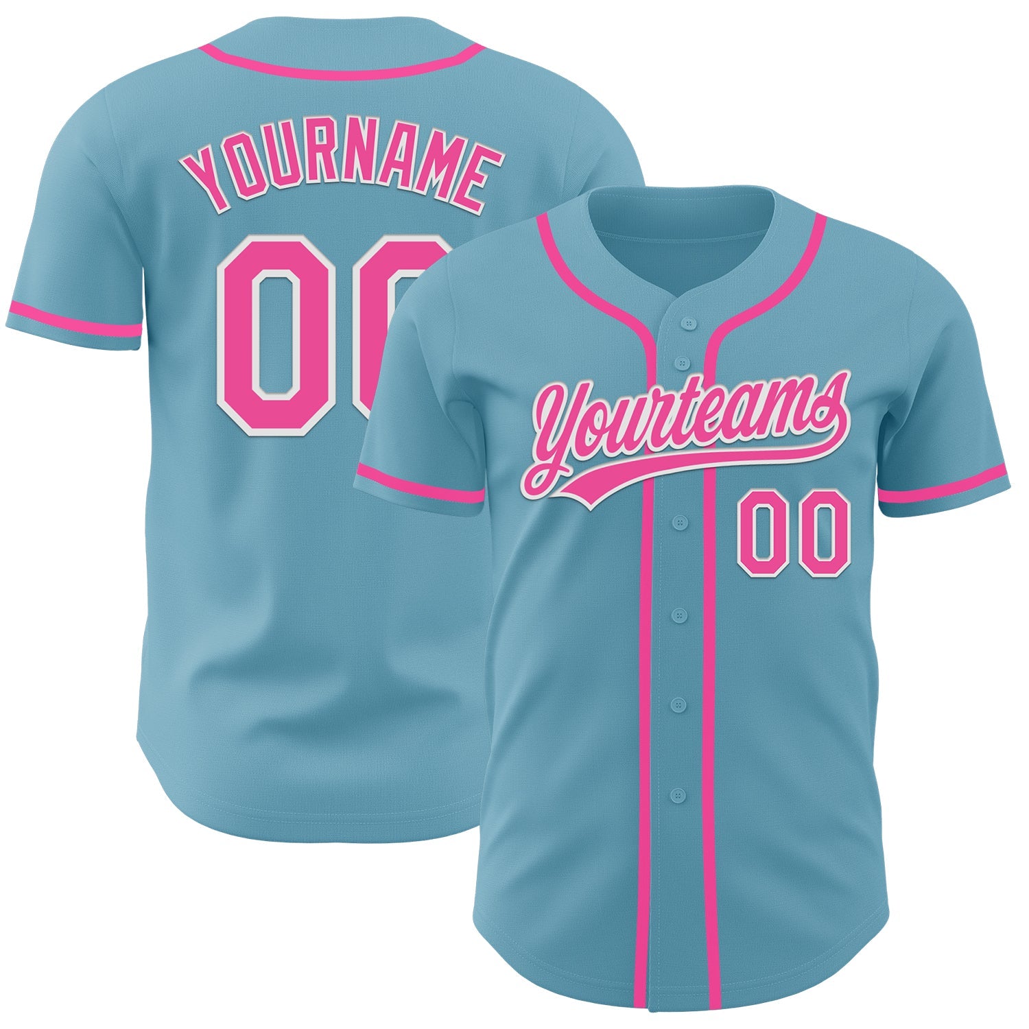 Custom Shadow Blue Pink-White Authentic Baseball Jersey - Sky-Custom