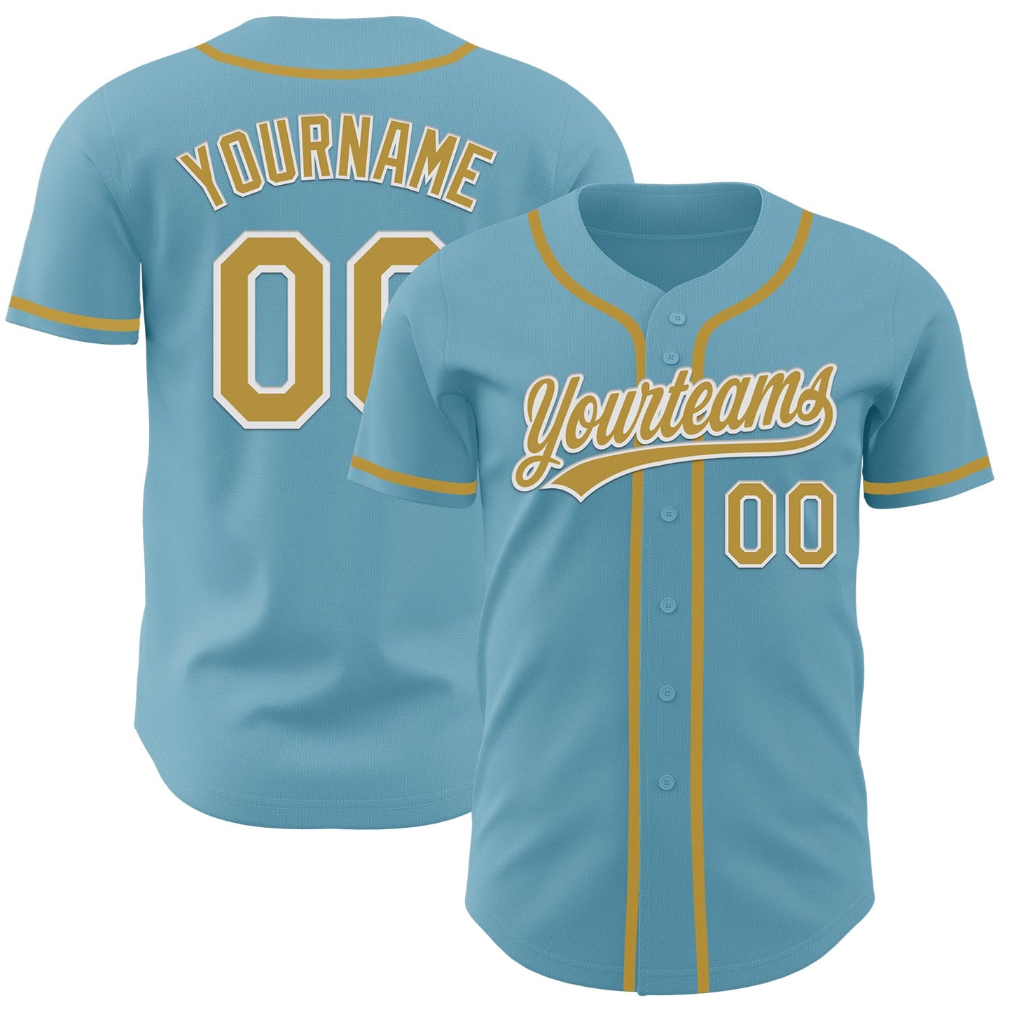 Custom Shadow Blue Old Gold-White Authentic Baseball Jersey - Sky-Custom