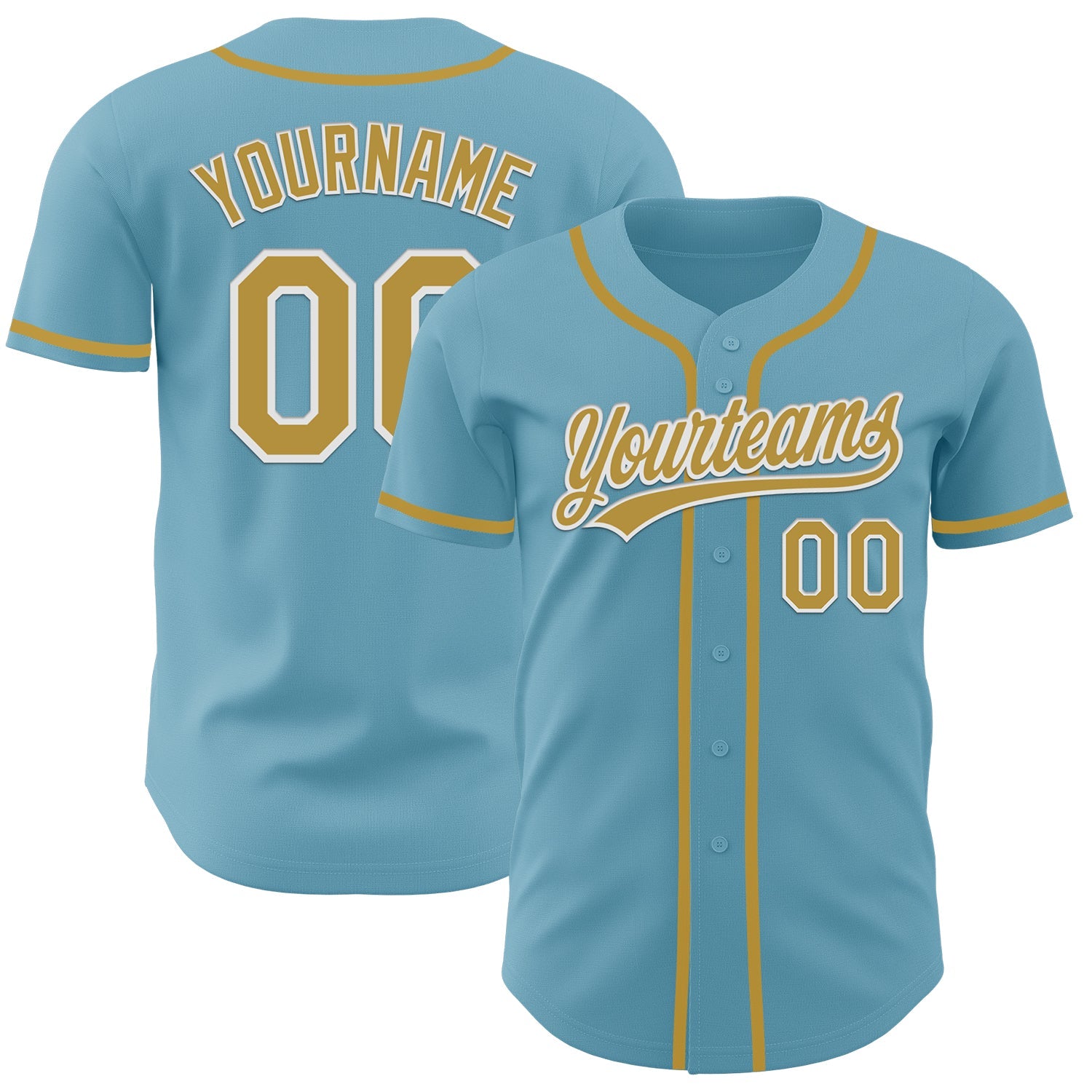 Custom Shadow Blue Old Gold-White Authentic Baseball Jersey - Sky-Custom