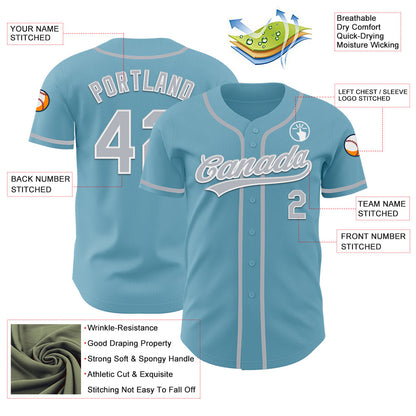 Custom Shadow Blue Gray-White Authentic Baseball Jersey - Sky-Custom