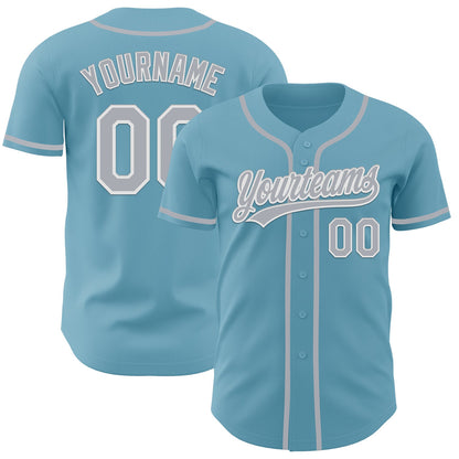 Custom Shadow Blue Gray-White Authentic Baseball Jersey - Sky-Custom