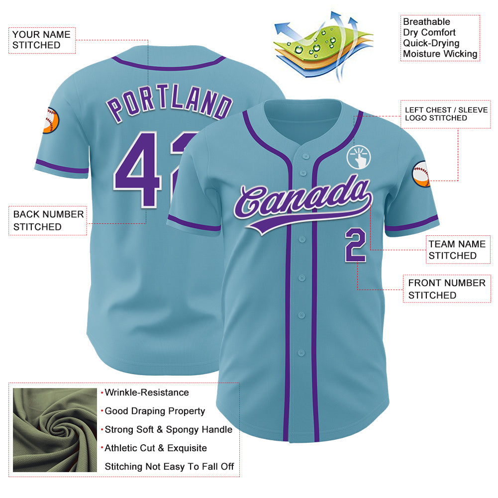 Custom Shadow Blue Purple-White Authentic Baseball Jersey - Sky-Custom