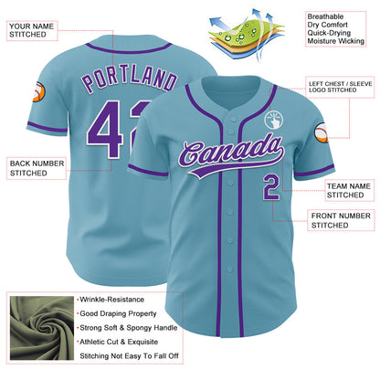 Custom Shadow Blue Purple-White Authentic Baseball Jersey - Sky-Custom