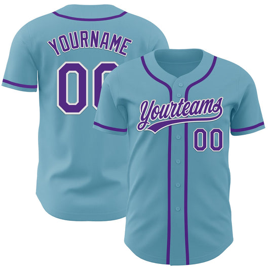 Custom Shadow Blue Purple-White Authentic Baseball Jersey - Sky-Custom