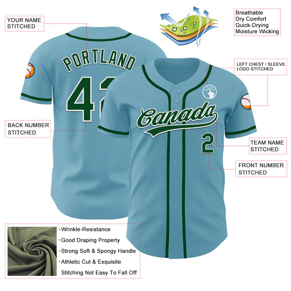 Custom Shadow Blue Green-White Authentic Baseball Jersey - Sky-Custom