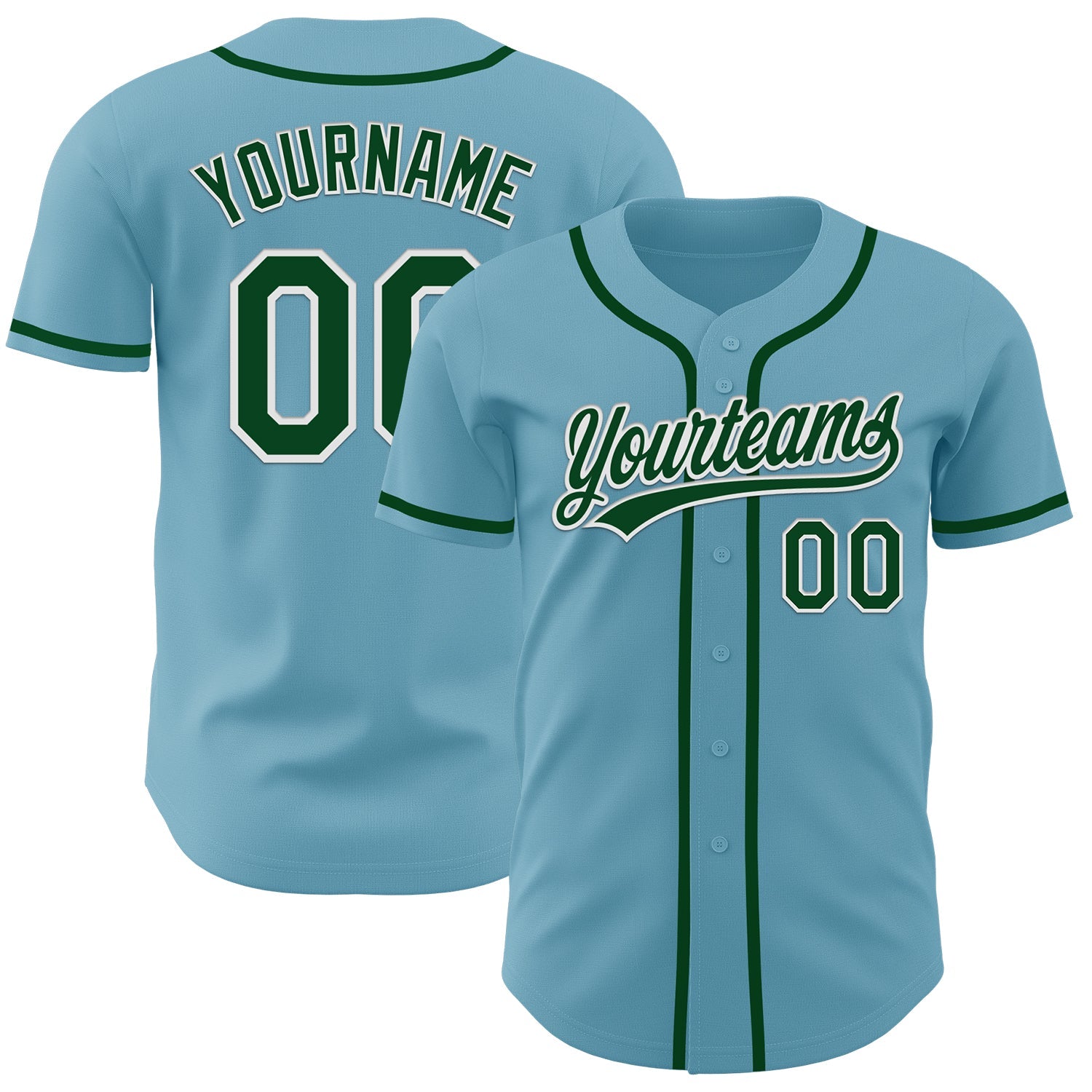 Custom Shadow Blue Green-White Authentic Baseball Jersey - Sky-Custom
