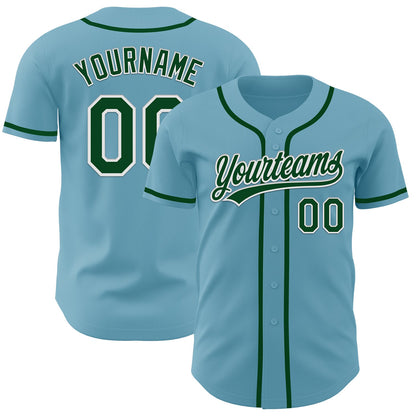 Custom Shadow Blue Green-White Authentic Baseball Jersey - Sky-Custom