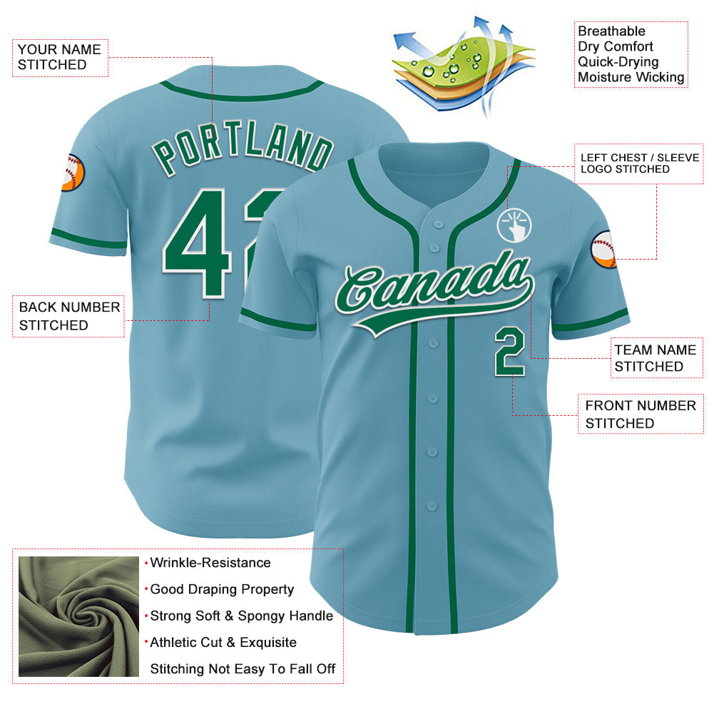 Custom Shadow Blue Kelly Green-White Authentic Baseball Jersey - Sky-Custom