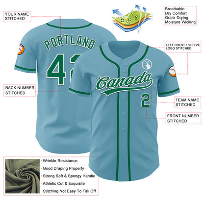 Custom Shadow Blue Kelly Green-White Authentic Baseball Jersey - Sky-Custom