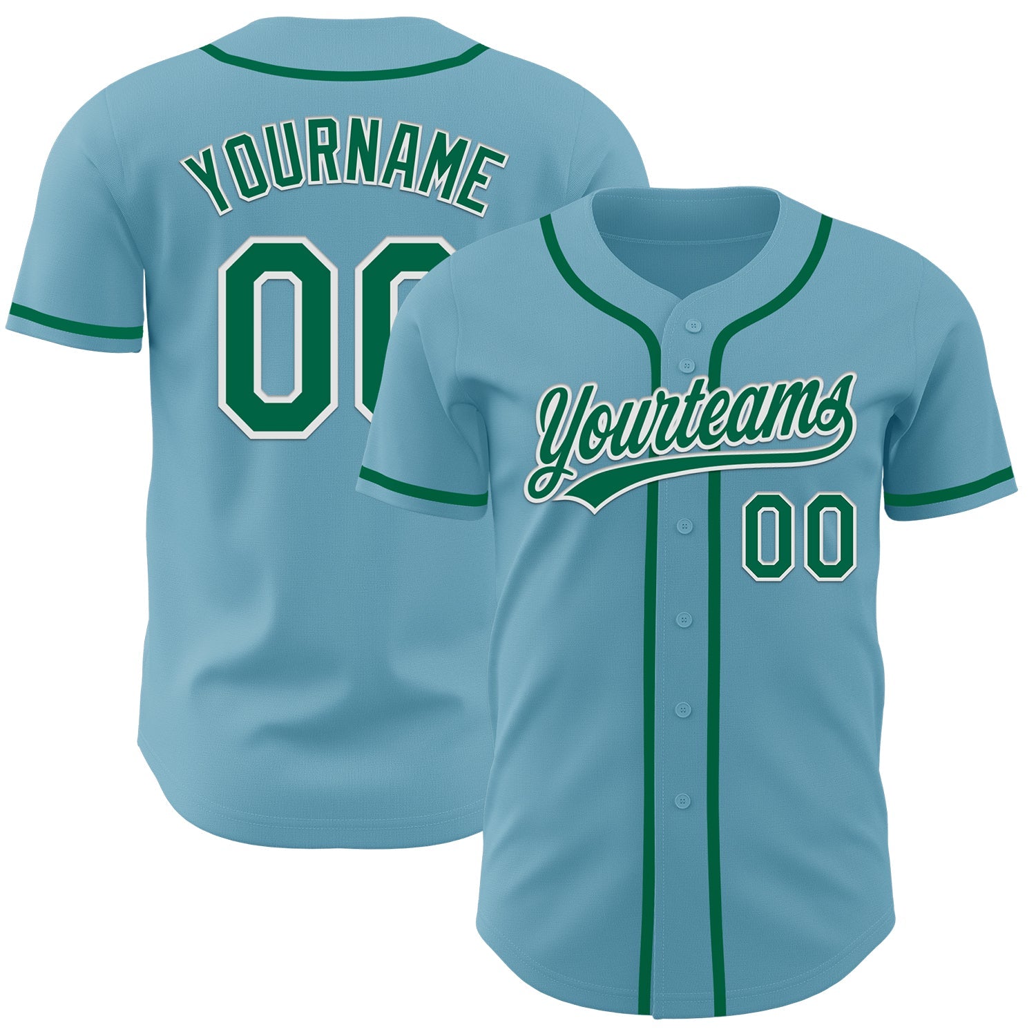 Custom Shadow Blue Kelly Green-White Authentic Baseball Jersey - Sky-Custom