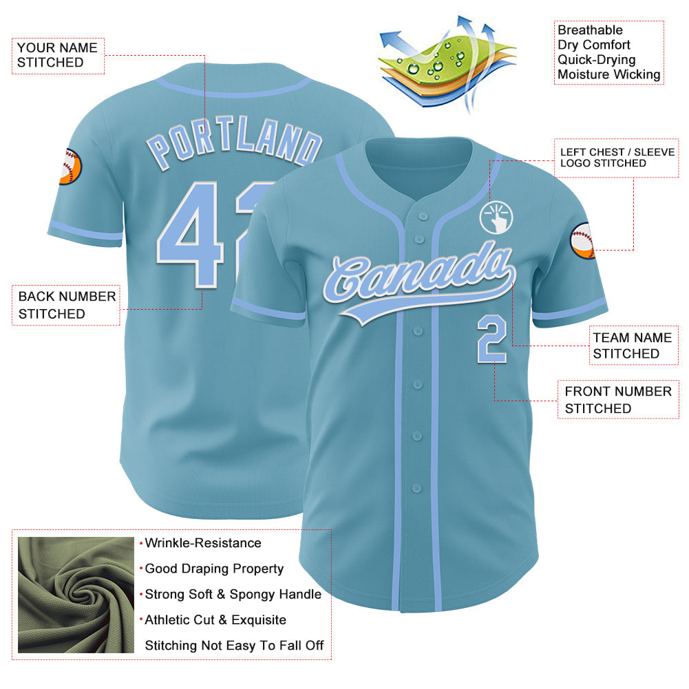 Custom Shadow Blue Light Blue-White Authentic Baseball Jersey - Sky-Custom