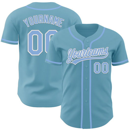 Custom Shadow Blue Light Blue-White Authentic Baseball Jersey - Sky-Custom