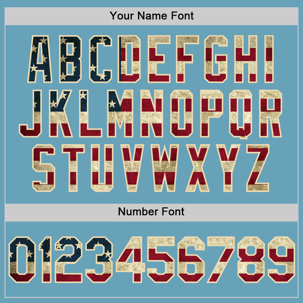 Custom Shadow Blue Vintage USA Flag-Cream Authentic Baseball Jersey - Sky-Custom