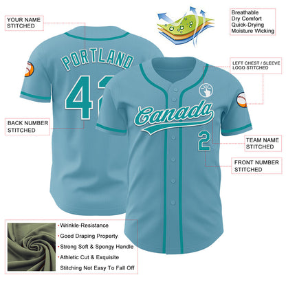 Custom Shadow Blue Teal-White Authentic Baseball Jersey - Sky-Custom