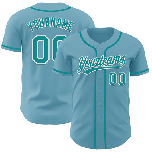 Custom Shadow Blue Teal-White Authentic Baseball Jersey - Sky-Custom