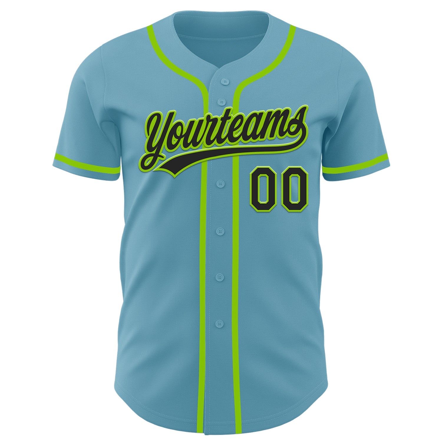 Custom Shadow Blue Black-Neon Green Authentic Baseball Jersey - Sky-Custom