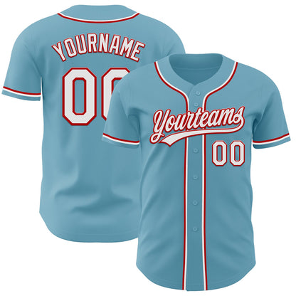 Custom Shadow Blue White-Red Authentic Baseball Jersey - Sky-Custom