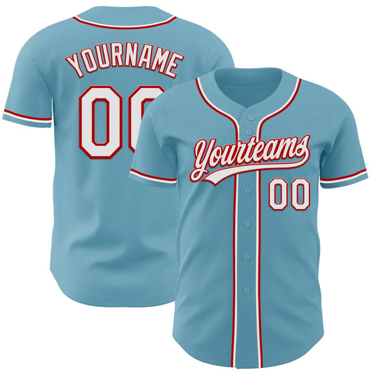 Custom Shadow Blue White-Red Authentic Baseball Jersey - Sky-Custom