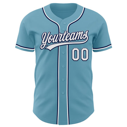 Custom Shadow Blue White-Navy Authentic Baseball Jersey - Sky-Custom