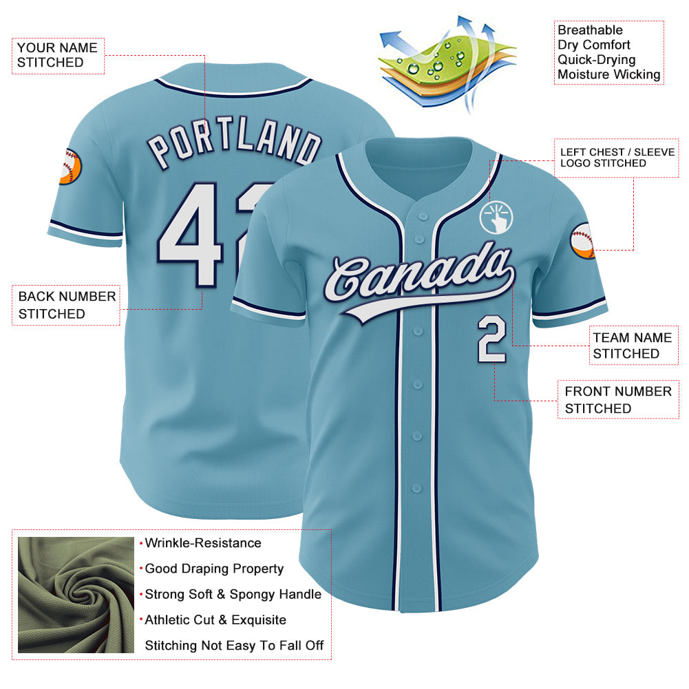 Custom Shadow Blue White-Navy Authentic Baseball Jersey - Sky-Custom