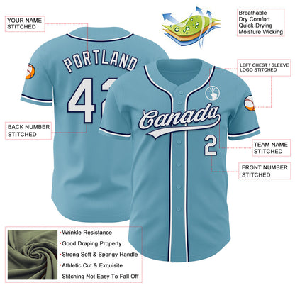 Custom Shadow Blue White-Navy Authentic Baseball Jersey - Sky-Custom