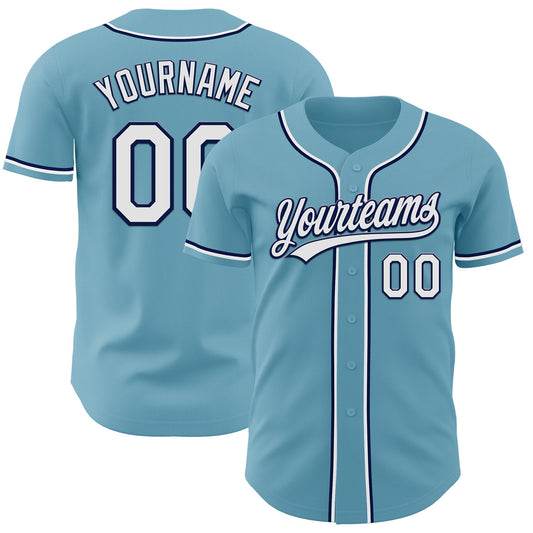 Custom Shadow Blue White-Navy Authentic Baseball Jersey - Sky-Custom